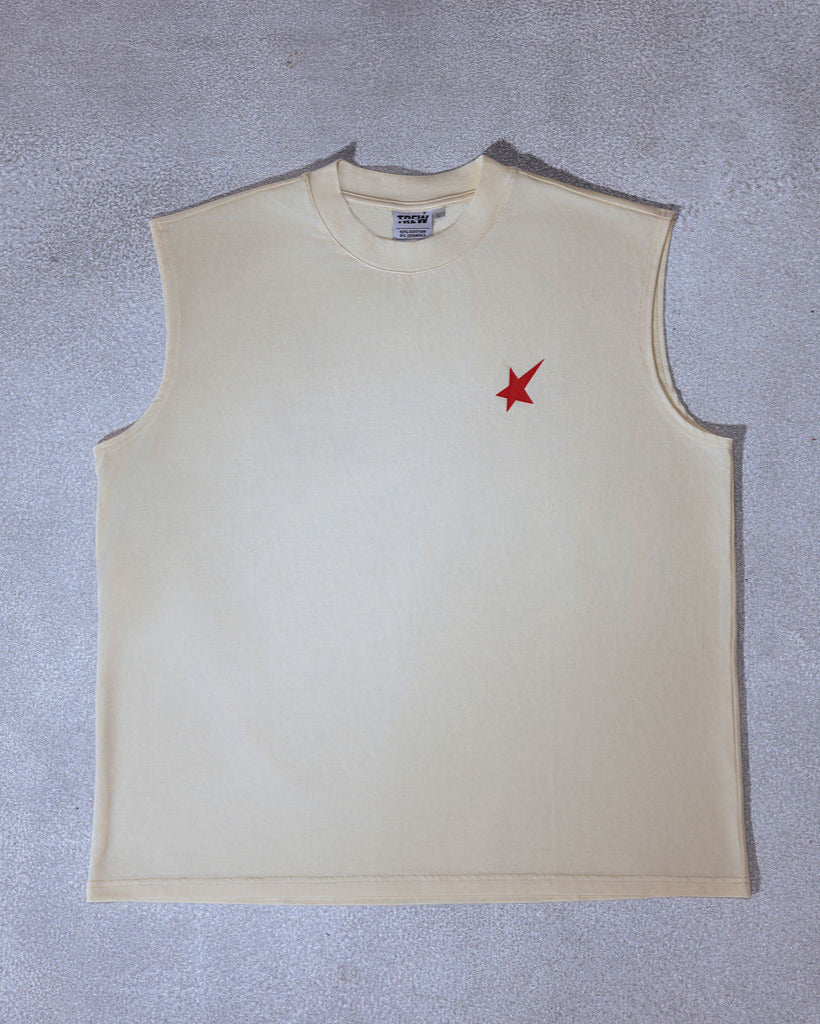 Flat lay Trew Collections Debut Singlet Ivory front 