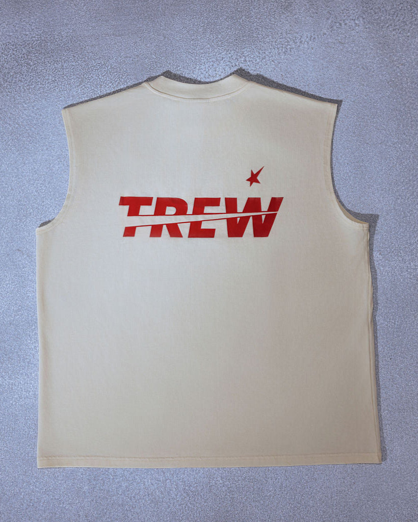 Trew Collections Debut Training Singlet Ivory flat lay back view