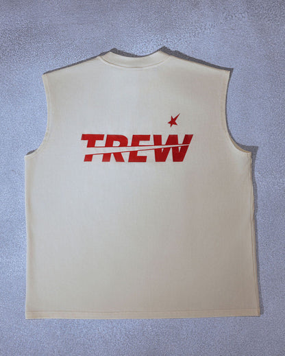 Trew Collections Debut Training Singlet Ivory flat lay back view